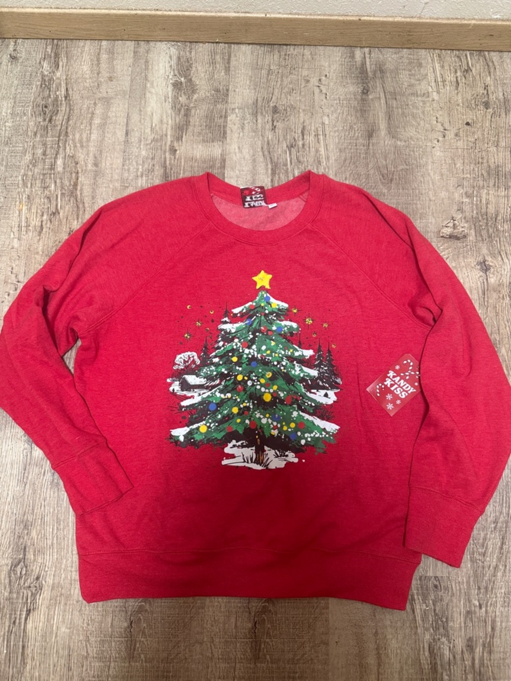 Red Christmas Tree Graphic Sweatshirt - Women's